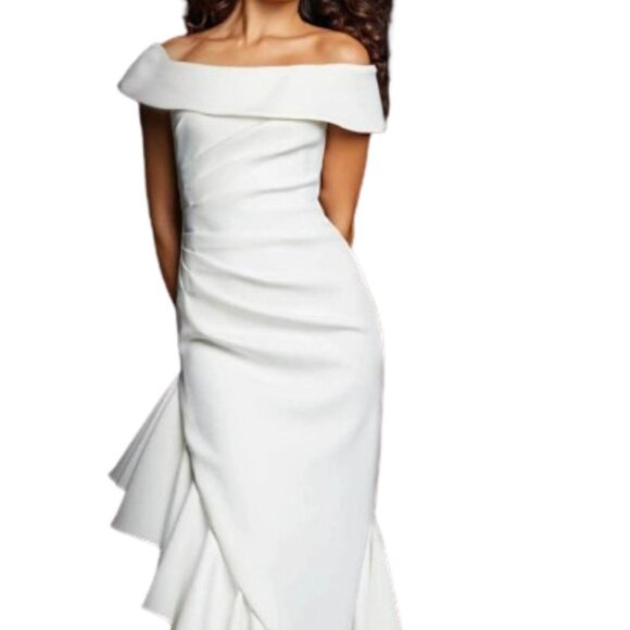 NWT Jovani 36910SC Jersey Bridal Dress White Size 12 - Picture 1 of 7